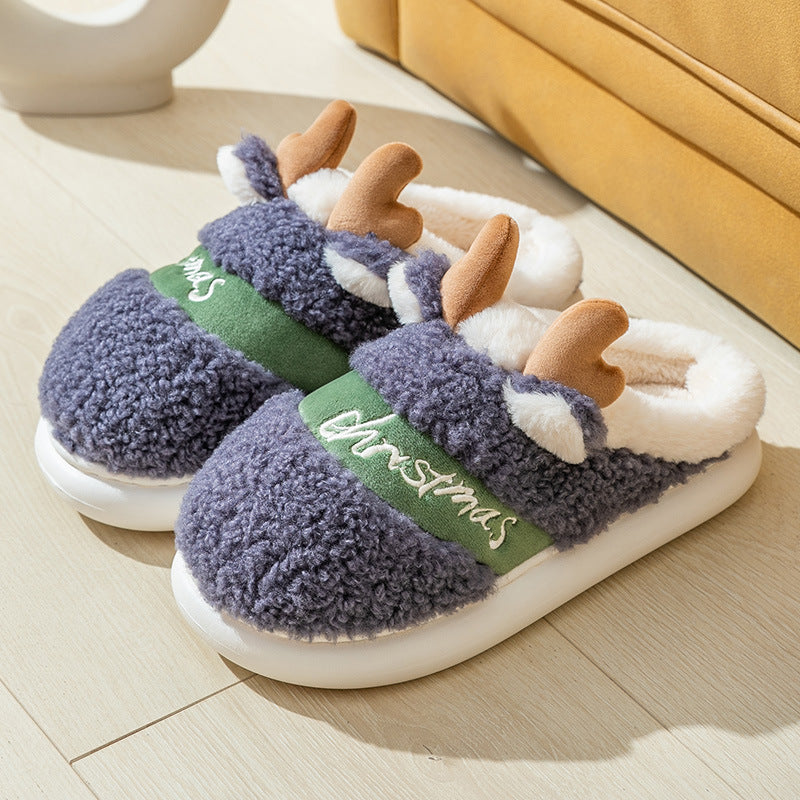 Christmas Elk Soft Cozy Bedroom Slippers