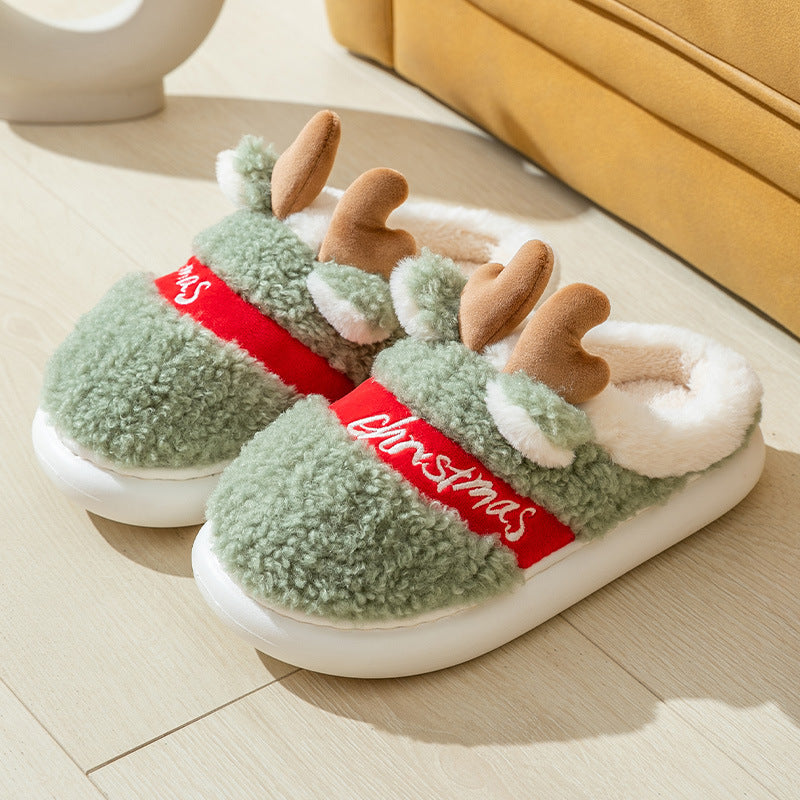 Christmas Elk Soft Cozy Bedroom Slippers