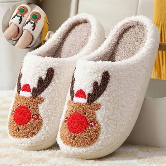 Christmas Elk Winter Home Slippers