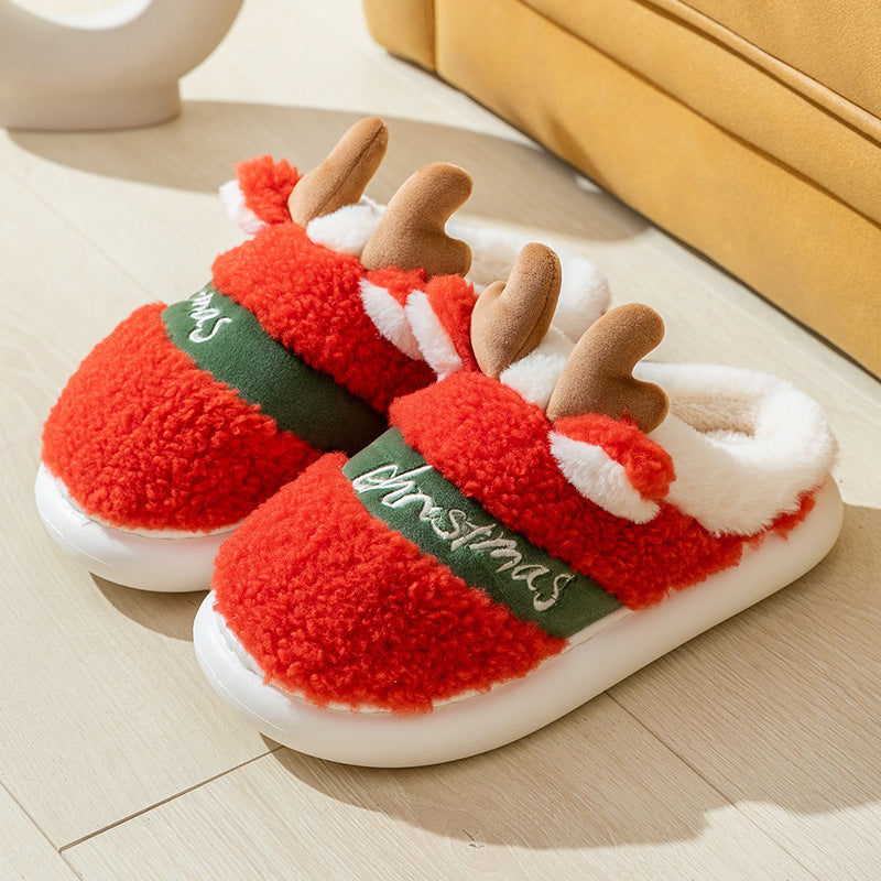 Christmas Elk Soft Cozy Bedroom Slippers