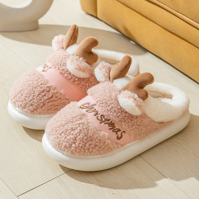 Christmas Elk Soft Cozy Bedroom Slippers