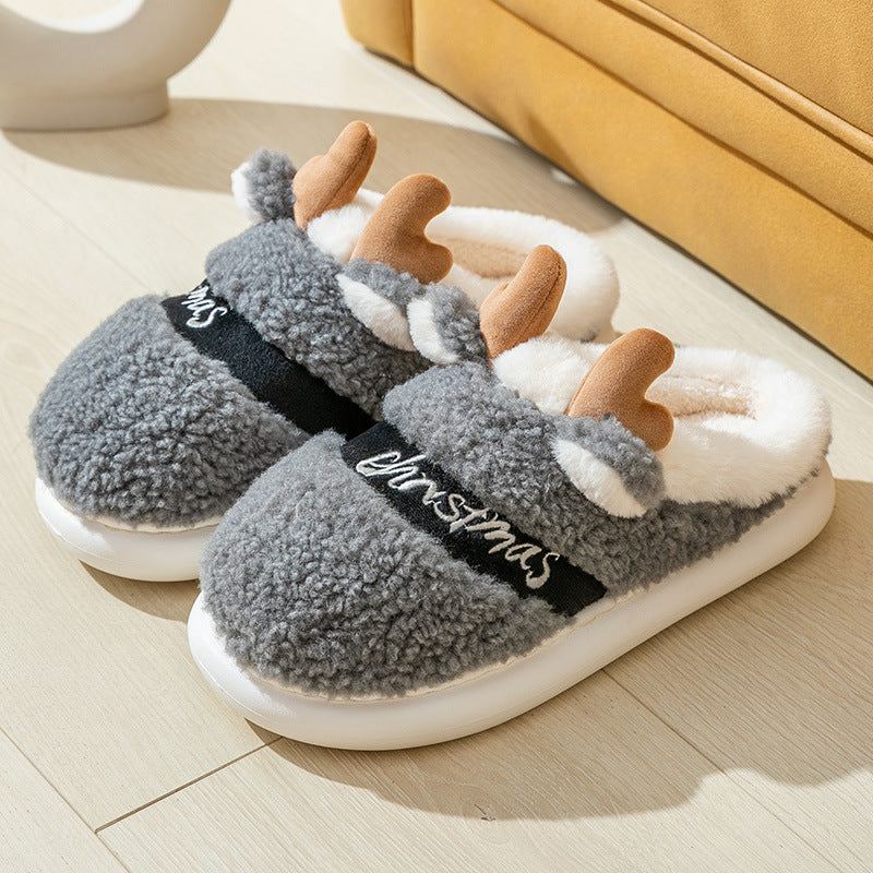 Christmas Elk Soft Cozy Bedroom Slippers