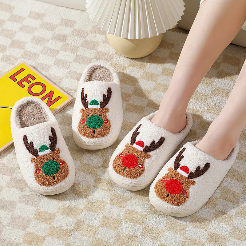 Christmas Elk Winter Home Slippers