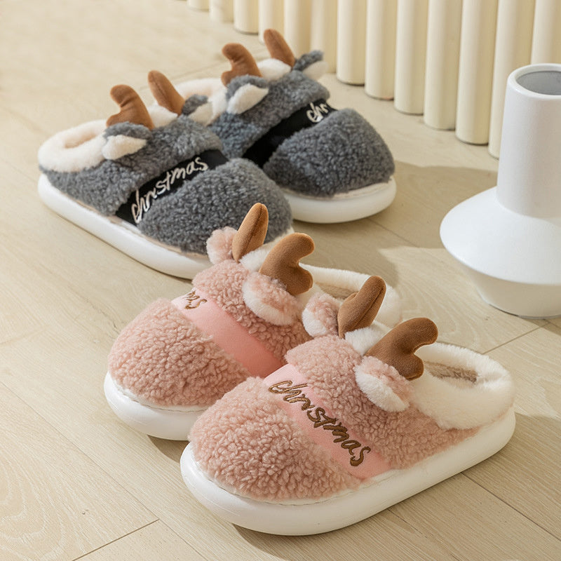 Christmas Elk Soft Cozy Bedroom Slippers